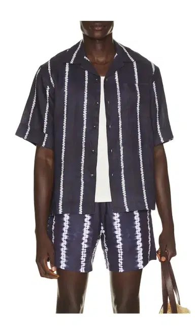 Commas Shibori Stripe Cuffed Camp Collar Shirt | Thumbnail 5 Commas Shibori Stripe Cuffed Camp Collar Shirt | Thumbnail 5