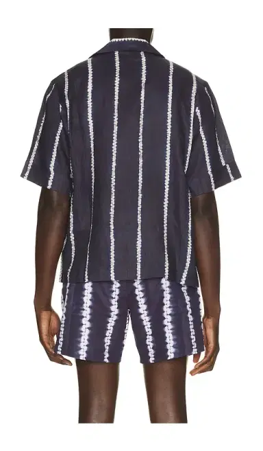 Commas Shibori Stripe Cuffed Camp Collar Shirt | Thumbnail 6 Commas Shibori Stripe Cuffed Camp Collar Shirt | Thumbnail 6