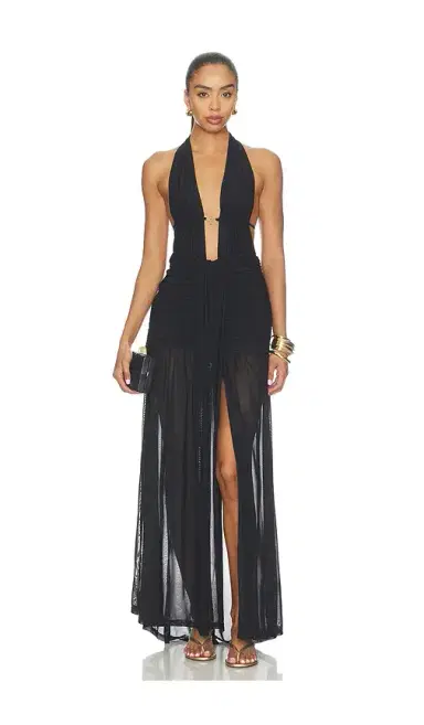 Runaway The Label Adrianna Plunge Ruched Maxi Dress | Thumbnail 1 Runaway The Label Adrianna Plunge Ruched Maxi Dress | Thumbnail 1