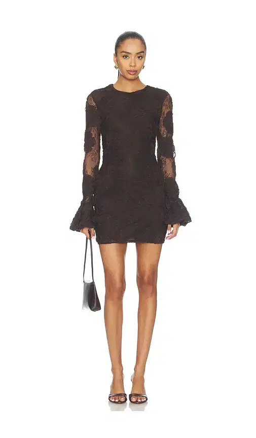 3d Flower Longsleeve Mini Dress 3d Flower Longsleeve Mini Dress