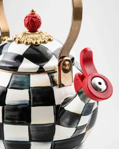 MacKenzie-Childs Courtly Check Enamel Whistling Tea Kettle | Thumbnail 2 MacKenzie-Childs Courtly Check Enamel Whistling Tea Kettle | Thumbnail 2