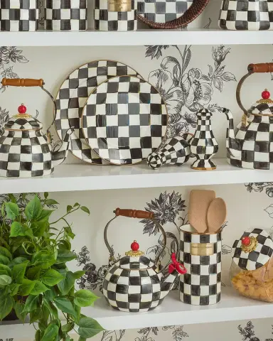 MacKenzie-Childs Courtly Check Enamel Whistling Tea Kettle | Thumbnail 7 MacKenzie-Childs Courtly Check Enamel Whistling Tea Kettle | Thumbnail 7