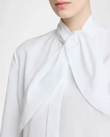 Givenchy Bow Neck Cotton-Poplin Button-Down Shirt | Thumbnail 5 Givenchy Bow Neck Cotton-Poplin Button-Down Shirt | Thumbnail 5