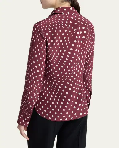 Stella McCartney Polkadot Silk Satin Button-Down Shirt | Thumbnail 3 Stella McCartney Polkadot Silk Satin Button-Down Shirt | Thumbnail 3