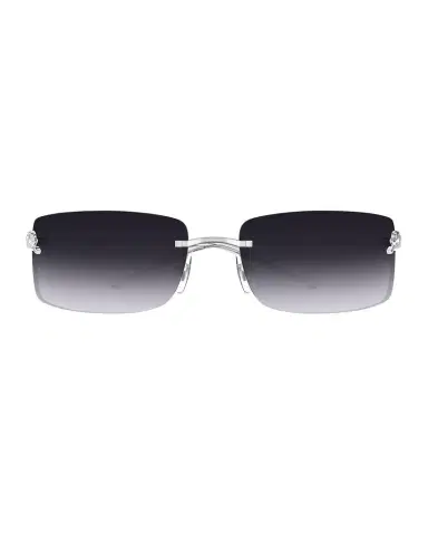 Cartier Panthère Rimless Rectangular Sunglasses in Silver Metal | Thumbnail 1 Cartier Panthère Rimless Rectangular Sunglasses in Silver Metal | Thumbnail 1