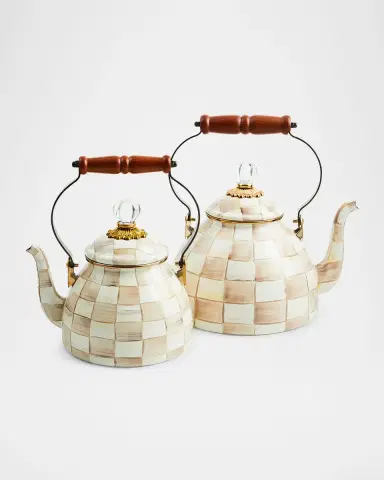 MacKenzie-Childs Mocha Check Tea Kettle, 2 Quarts | Thumbnail 3 MacKenzie-Childs Mocha Check Tea Kettle, 2 Quarts | Thumbnail 3