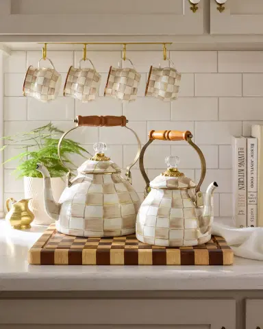 MacKenzie-Childs Mocha Check Tea Kettle, 2 Quarts | Thumbnail 5 MacKenzie-Childs Mocha Check Tea Kettle, 2 Quarts | Thumbnail 5