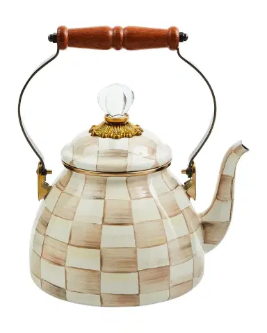 MacKenzie-Childs Mocha Check Tea Kettle, 2 Quarts | Thumbnail 1 MacKenzie-Childs Mocha Check Tea Kettle, 2 Quarts | Thumbnail 1