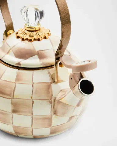 MacKenzie-Childs Mocha Check Whistling Tea Kettle | Thumbnail 3 MacKenzie-Childs Mocha Check Whistling Tea Kettle | Thumbnail 3