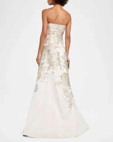 Rickie Freeman for Teri Jon Strapless Metallic Jacquard Gown | Thumbnail 3 Rickie Freeman for Teri Jon Strapless Metallic Jacquard Gown | Thumbnail 3