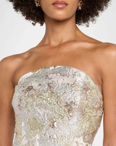 Rickie Freeman for Teri Jon Strapless Metallic Jacquard Gown | Thumbnail 5 Rickie Freeman for Teri Jon Strapless Metallic Jacquard Gown | Thumbnail 5