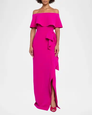 Rickie Freeman for Teri Jon Off-Shoulder Ruffle Column Gown | Thumbnail 2 Rickie Freeman for Teri Jon Off-Shoulder Ruffle Column Gown | Thumbnail 2