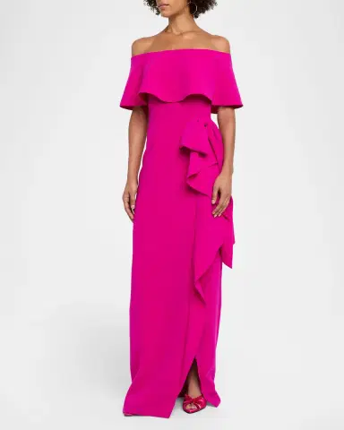 Rickie Freeman for Teri Jon Off-Shoulder Ruffle Column Gown | Thumbnail 4 Rickie Freeman for Teri Jon Off-Shoulder Ruffle Column Gown | Thumbnail 4