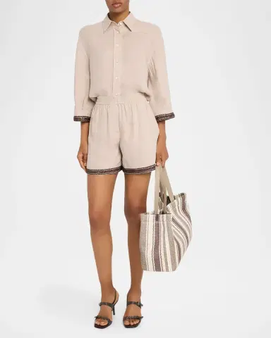 Brunello Cucinelli Paillette Embroidered Linen Bermuda Shorts | Thumbnail 2 Brunello Cucinelli Paillette Embroidered Linen Bermuda Shorts | Thumbnail 2
