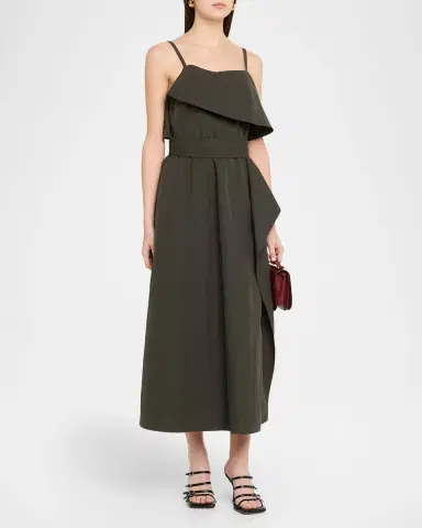 Proenza Schouler White Label Reign Washed Cotton Midi Dress | Thumbnail 4 Proenza Schouler White Label Reign Washed Cotton Midi Dress | Thumbnail 4