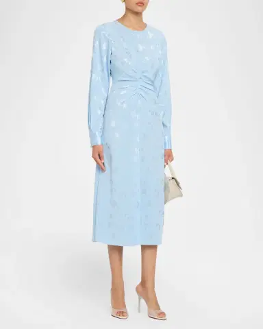 PRABAL GURUNG Long Sleeve Ruched Midi Dress | Thumbnail 4 PRABAL GURUNG Long Sleeve Ruched Midi Dress | Thumbnail 4