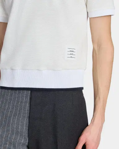 Thom Browne Men's Lightweight Waffle-Knit Cotton T-Shirt | Thumbnail 5 Thom Browne Men's Lightweight Waffle-Knit Cotton T-Shirt | Thumbnail 5