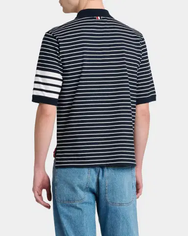 Thom Browne Men's Engineered 4-Bar High-Twist Jersey Polo Shirt | Thumbnail 3 Thom Browne Men's Engineered 4-Bar High-Twist Jersey Polo Shirt | Thumbnail 3