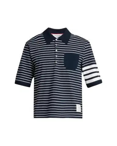 Thom Browne Men's Engineered 4-Bar High-Twist Jersey Polo Shirt | Thumbnail 1 Thom Browne Men's Engineered 4-Bar High-Twist Jersey Polo Shirt | Thumbnail 1