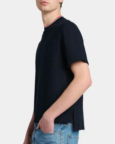 Thom Browne Men's RWB Tipped Crewneck Cotton-Linen T-Shirt | Thumbnail 5 Thom Browne Men's RWB Tipped Crewneck Cotton-Linen T-Shirt | Thumbnail 5