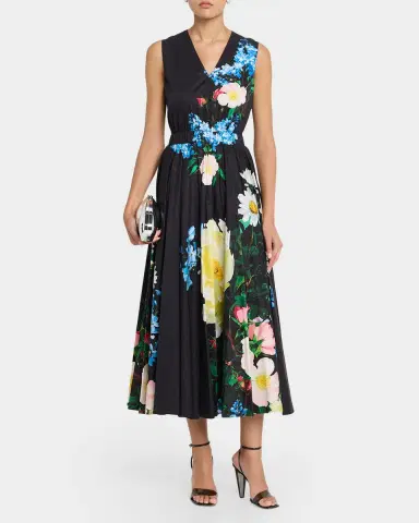 Elie Tahari July The Athena Floral Pleated Midi Dress | Thumbnail 2 Elie Tahari July The Athena Floral Pleated Midi Dress | Thumbnail 2