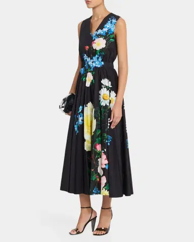 Elie Tahari July The Athena Floral Pleated Midi Dress | Thumbnail 4 Elie Tahari July The Athena Floral Pleated Midi Dress | Thumbnail 4
