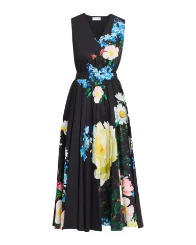 Elie Tahari July The Athena Floral Pleated Midi Dress | Thumbnail 1 Elie Tahari July The Athena Floral Pleated Midi Dress | Thumbnail 1