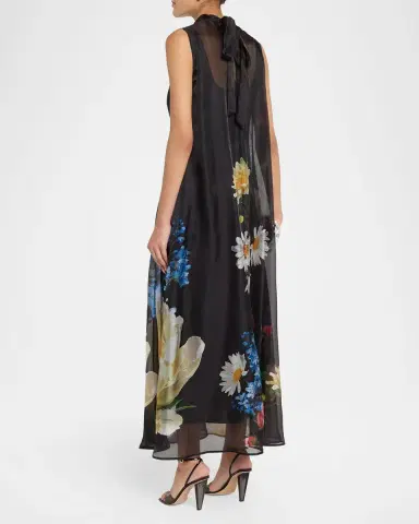 Elie Tahari July The Christina Floral Sheer-Overlay Maxi Dress | Thumbnail 3 Elie Tahari July The Christina Floral Sheer-Overlay Maxi Dress | Thumbnail 3