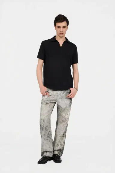 Roberto Cavalli Black Polo Shirt With V Neck | Thumbnail 6 Roberto Cavalli Black Polo Shirt With V Neck | Thumbnail 6
