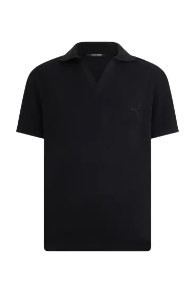 Roberto Cavalli Black Polo Shirt With V Neck | Thumbnail 1 Roberto Cavalli Black Polo Shirt With V Neck | Thumbnail 1