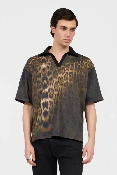 Roberto Cavalli Jaguar Print Polo Shirt | Thumbnail 2 Roberto Cavalli Jaguar Print Polo Shirt | Thumbnail 2