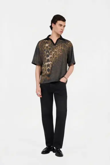 Roberto Cavalli Jaguar Print Polo Shirt | Thumbnail 6 Roberto Cavalli Jaguar Print Polo Shirt | Thumbnail 6