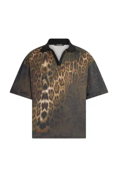Roberto Cavalli Jaguar Print Polo Shirt | Thumbnail 1 Roberto Cavalli Jaguar Print Polo Shirt | Thumbnail 1