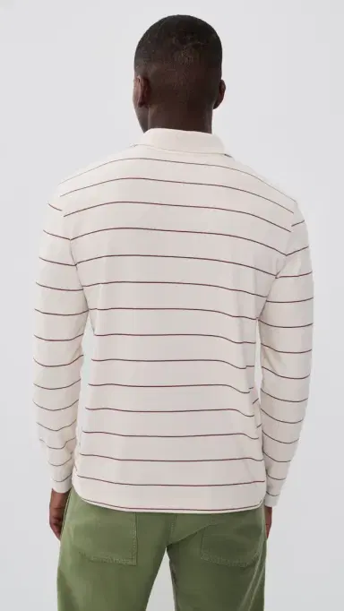 Vince triped Long leeve Polo mock White/Deep atin | Thumbnail 4 Vince triped Long leeve Polo mock White/Deep atin | Thumbnail 4