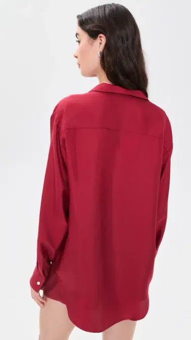 Comme Si Notched Collar Long Sleeve Shirt Deep Red | Thumbnail 3 Comme Si Notched Collar Long Sleeve Shirt Deep Red | Thumbnail 3