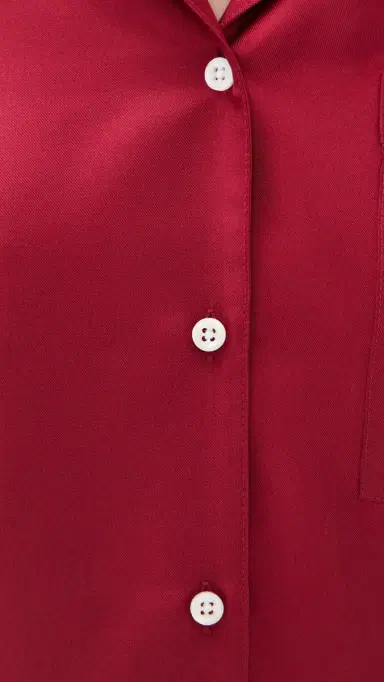 Comme Si Notched Collar Long Sleeve Shirt Deep Red | Thumbnail 6 Comme Si Notched Collar Long Sleeve Shirt Deep Red | Thumbnail 6