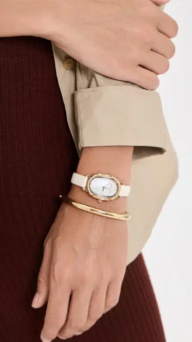 Ettika Timeless Texture Leather Watch Bone One Size | Thumbnail 3 Ettika Timeless Texture Leather Watch Bone One Size | Thumbnail 3