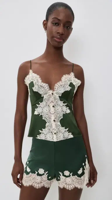 Alice + Olivia Julietta Cutaway Lace Slip Top Dark Fern | Thumbnail 2 Alice + Olivia Julietta Cutaway Lace Slip Top Dark Fern | Thumbnail 2
