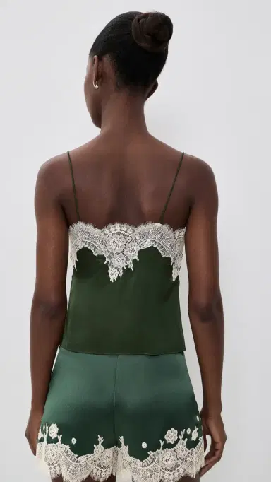 Alice + Olivia Julietta Cutaway Lace Slip Top Dark Fern | Thumbnail 3 Alice + Olivia Julietta Cutaway Lace Slip Top Dark Fern | Thumbnail 3