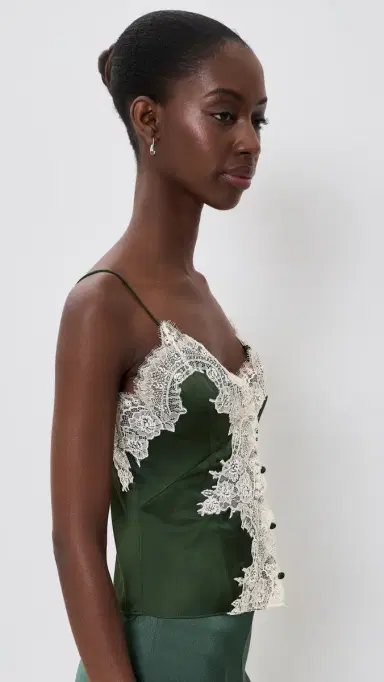 Alice + Olivia Julietta Cutaway Lace Slip Top Dark Fern | Thumbnail 4 Alice + Olivia Julietta Cutaway Lace Slip Top Dark Fern | Thumbnail 4