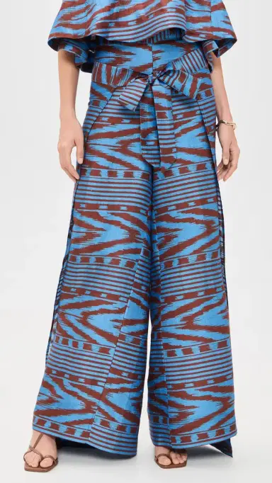 Coniglio Palm Beach Two Panel Wrap Pants IKAT STRIPE MARBLE AZUL | Thumbnail 2 Coniglio Palm Beach Two Panel Wrap Pants IKAT STRIPE MARBLE AZUL | Thumbnail 2
