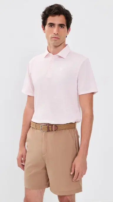 Quiet Golf Remy Stripe Polo Rose | Thumbnail 2 Quiet Golf Remy Stripe Polo Rose | Thumbnail 2