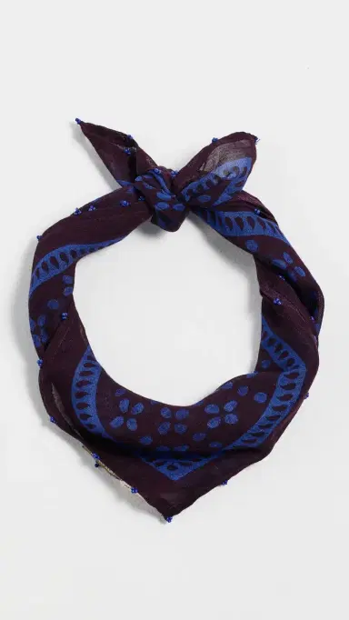 CHAN LUU Beaded Floral Bandana Lapis One Size | Thumbnail 2 CHAN LUU Beaded Floral Bandana Lapis One Size | Thumbnail 2