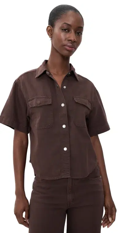 Madewell Airy Denim Utility-Pocket Shirt Cocoa | Thumbnail 1 Madewell Airy Denim Utility-Pocket Shirt Cocoa | Thumbnail 1