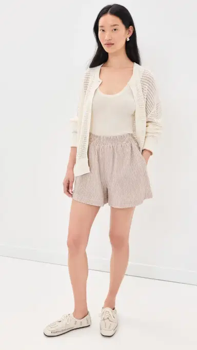 Varley Darina Shorts 4 Birch Taupe Stripe | Thumbnail 5 Varley Darina Shorts 4 Birch Taupe Stripe | Thumbnail 5