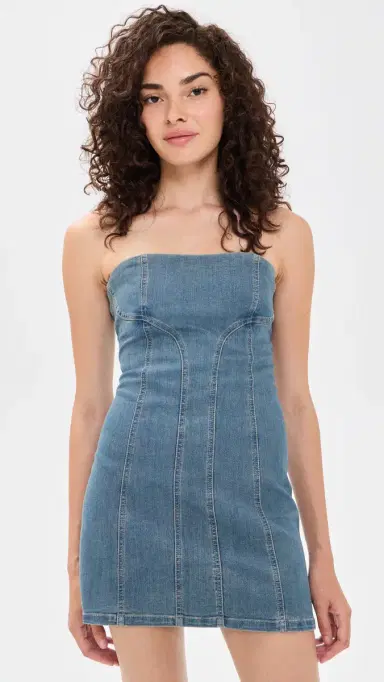 Free People Alexa Mini Dress Stone Wash Blue | Thumbnail 2 Free People Alexa Mini Dress Stone Wash Blue | Thumbnail 2