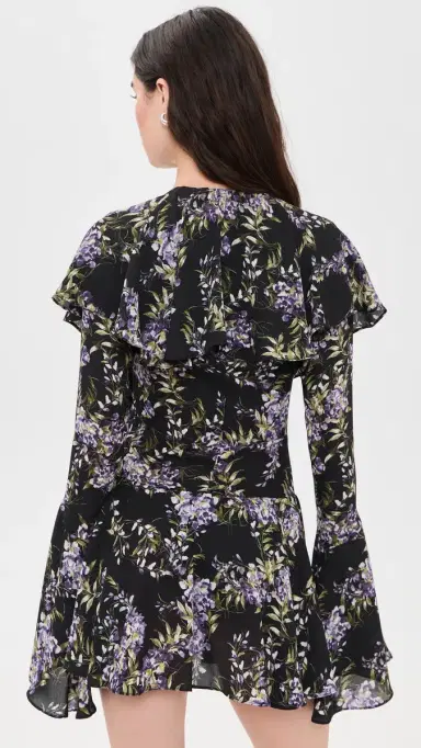 Norma Kamali Lavender Ruffle Mini Dress Lavender Floral | Thumbnail 3 Norma Kamali Lavender Ruffle Mini Dress Lavender Floral | Thumbnail 3