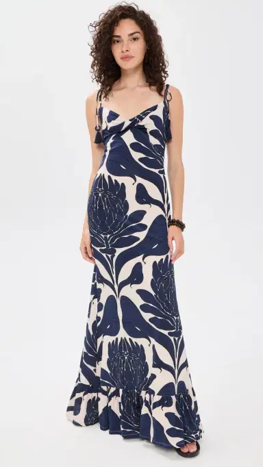 Andres Otalora Una Esencia Maxi Dress Navy Floral Mosaique | Thumbnail 2 Andres Otalora Una Esencia Maxi Dress Navy Floral Mosaique | Thumbnail 2