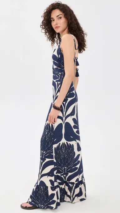 Andres Otalora Una Esencia Maxi Dress Navy Floral Mosaique | Thumbnail 4 Andres Otalora Una Esencia Maxi Dress Navy Floral Mosaique | Thumbnail 4