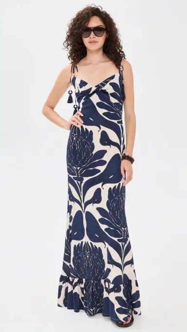 Andres Otalora Una Esencia Maxi Dress Navy Floral Mosaique | Thumbnail 5 Andres Otalora Una Esencia Maxi Dress Navy Floral Mosaique | Thumbnail 5